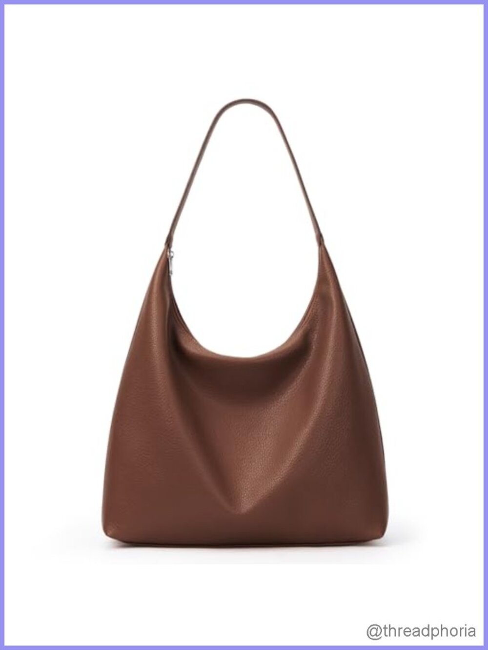 Vegan Faux Leather Crescent Hobo Tote Bag 18L Slouchy Zipper